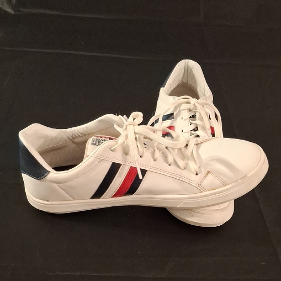 White Sneakers with Multi Color Stripes - Picture 4 of 12